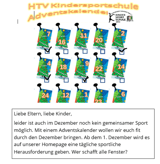 Ab 1. Dezember zum Mitmachen, Sport-Adventskalender